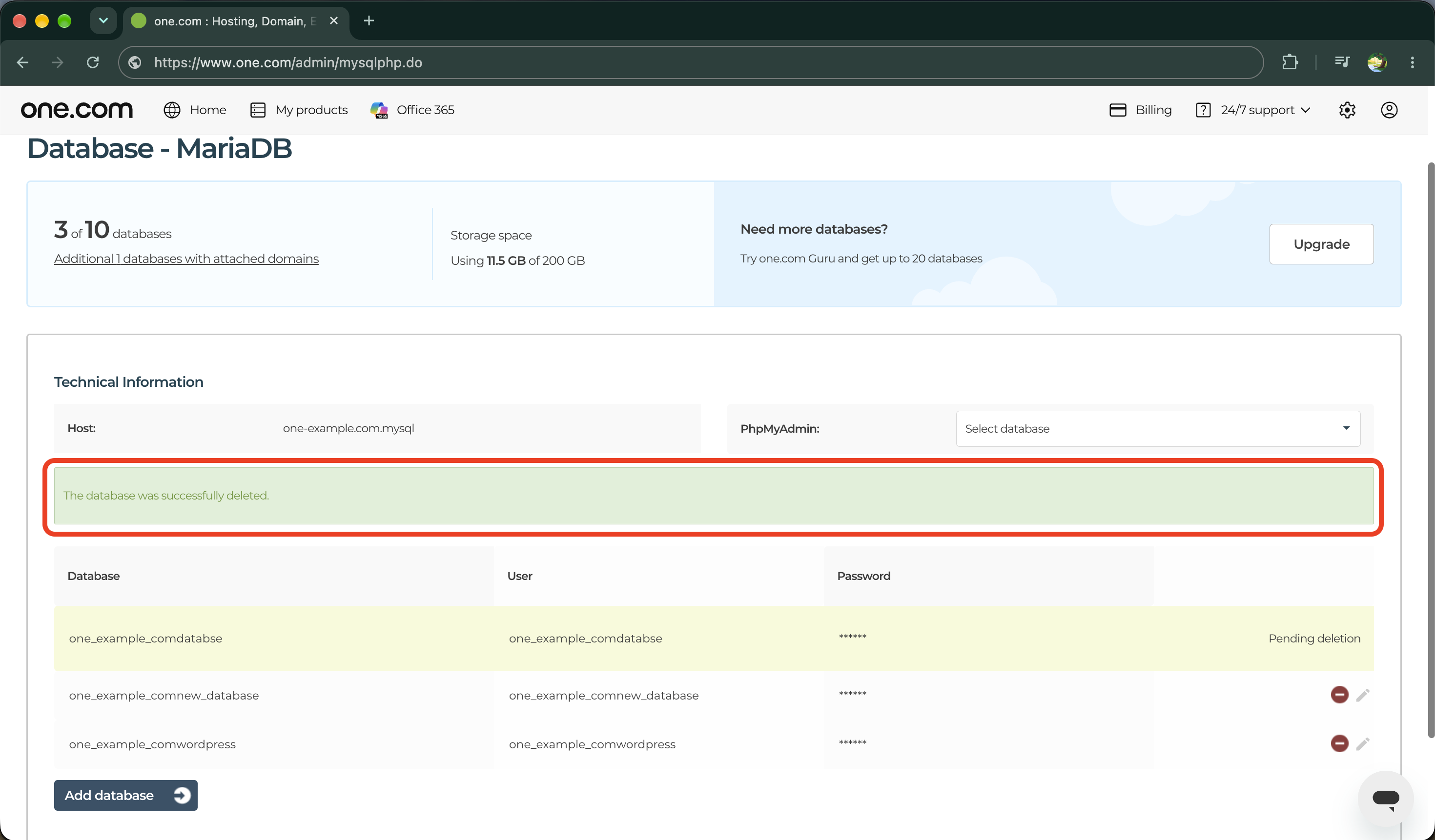 A base de dados foi apagada com sucesso