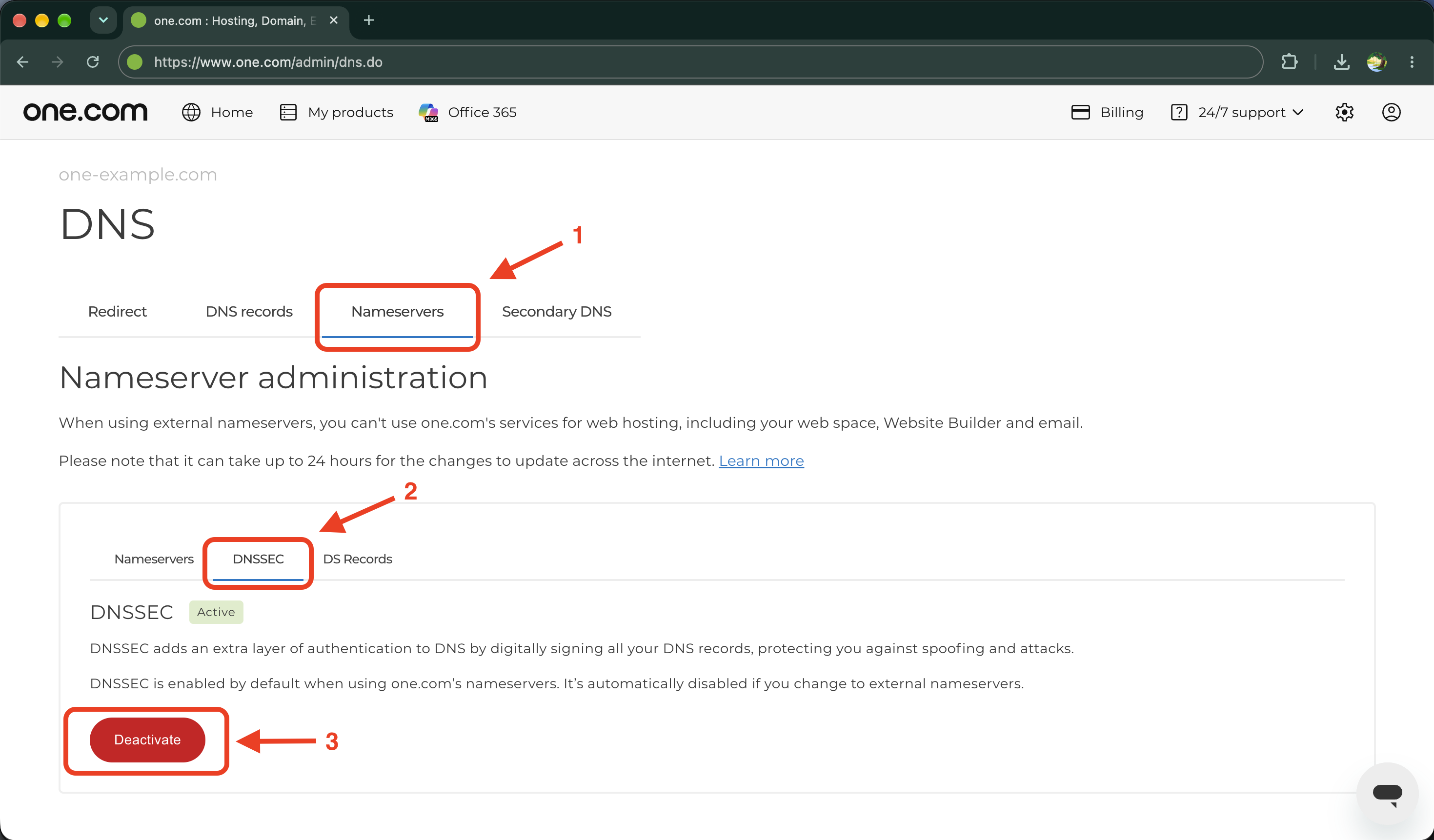 Desactivar la configuración de DNSSEC