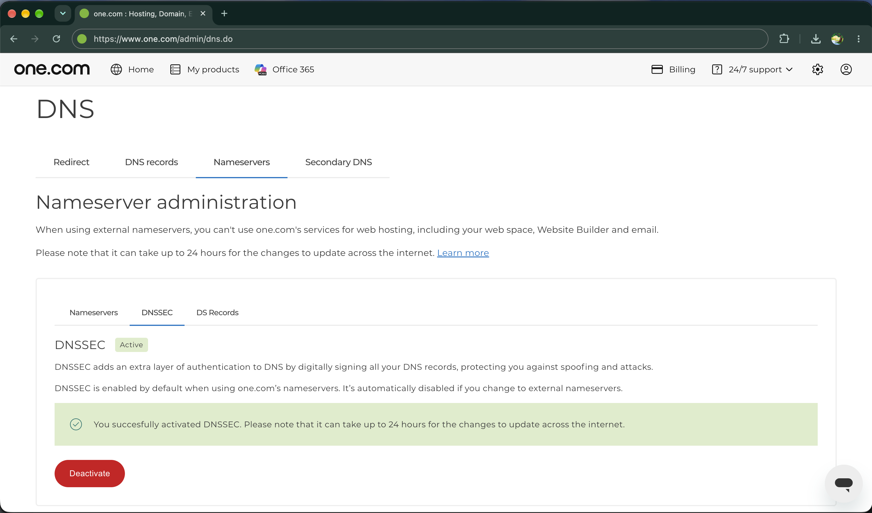 DNSSEC har aktiverats