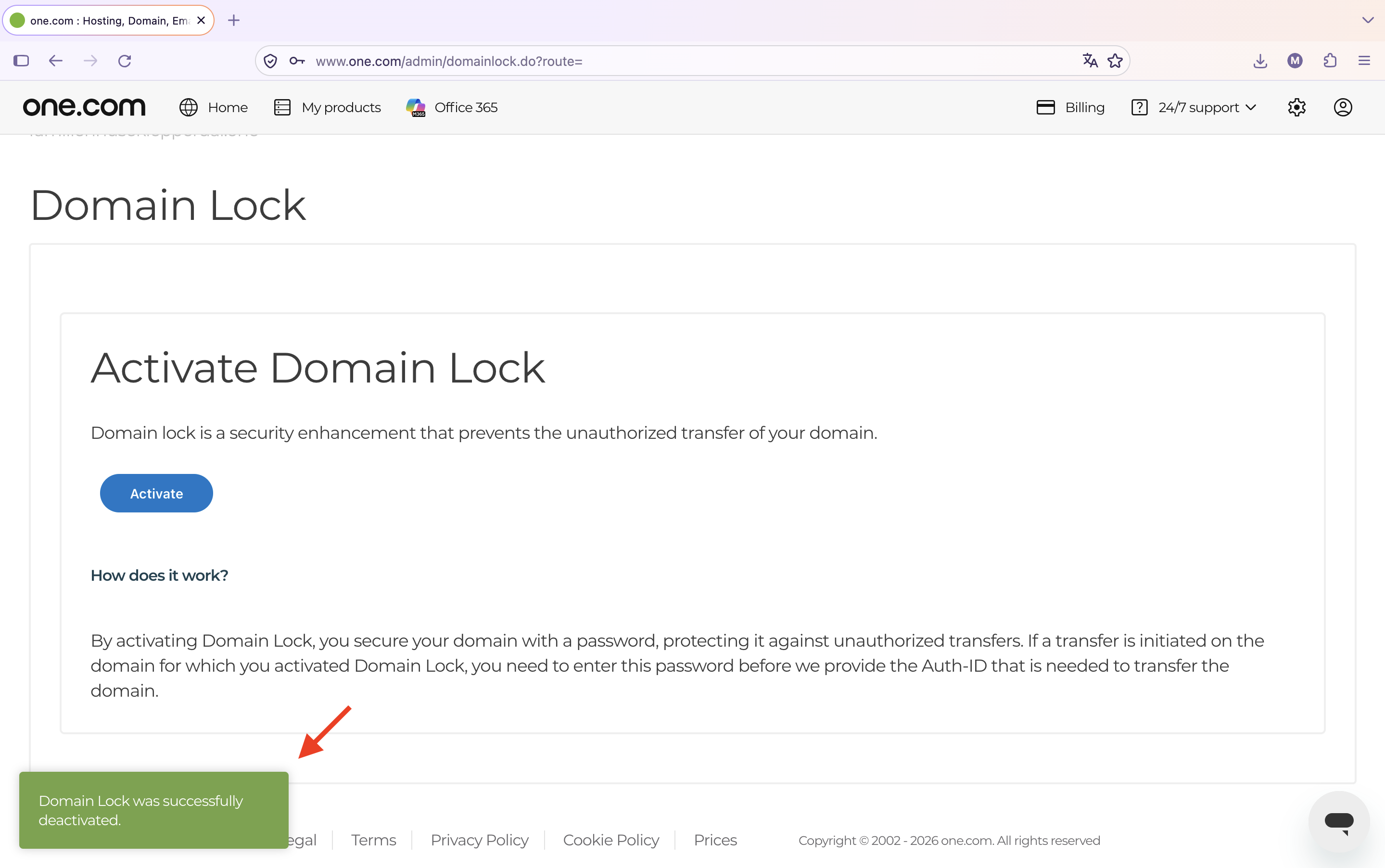 Deactivate domain lock success.png